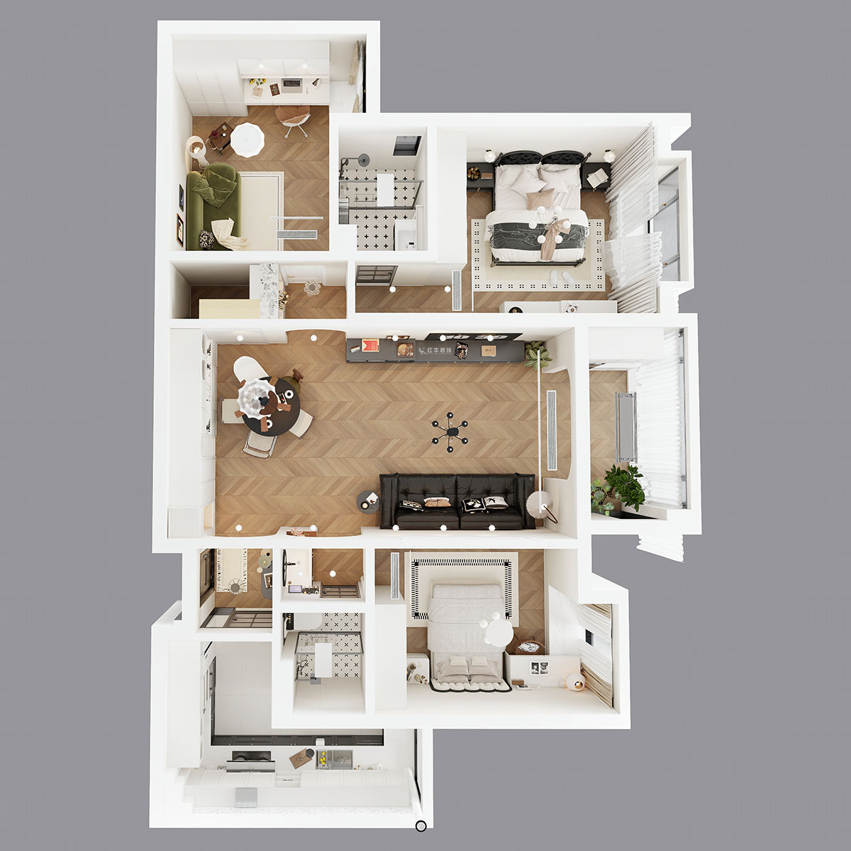 魏明花｜汇锦国际6-1-1402-125㎡-法式复古风格｜3室2厅2卫｜二手房装修｜定制家｜全包16